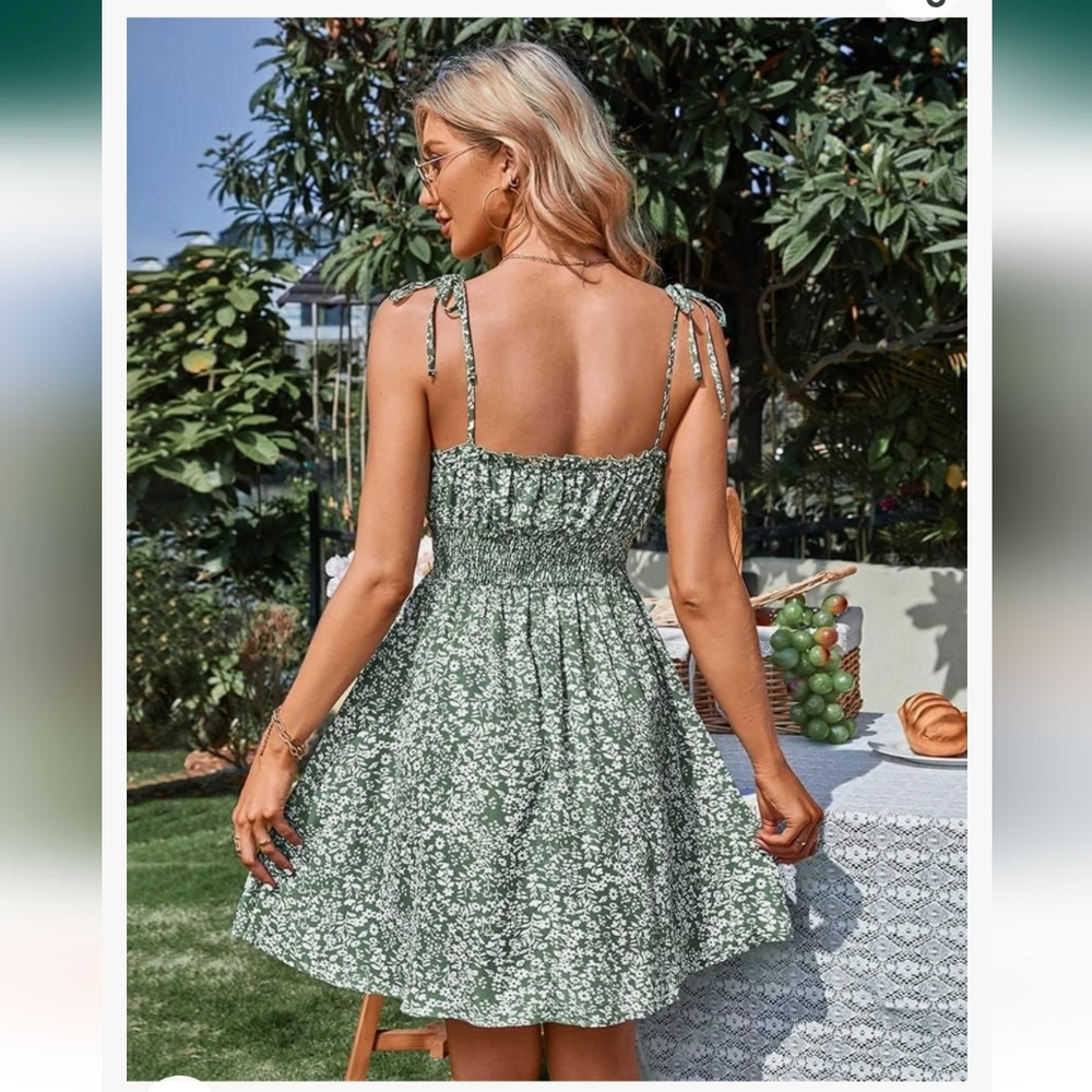 Women's Sling Dress Floral A-Line Dress Holiday Print Adjustable Length - Picture 3 of 7